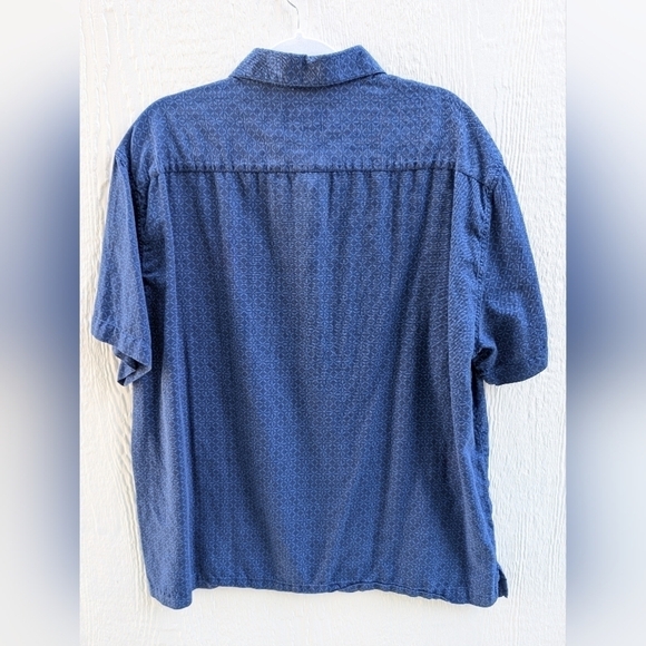 Nat Nast Silk Cotton Blend Blue Short Sleeve Button Down Shirt Men's XL - Picture 5 of 5
